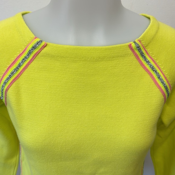 Crewcuts Lime Green Girls Sweater Side Stripes Brat Summer size 14 - Picture 2 of 12